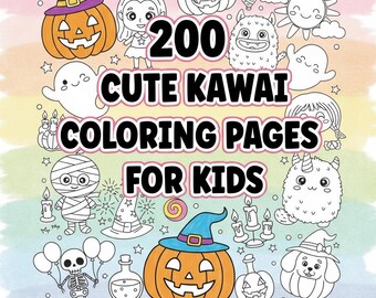 200 Cute Kawaii Coloring Pages for Kids – Volume 3 | High-Resolution PNG JPG pdf Bundle for KDP, Printables, Crafts