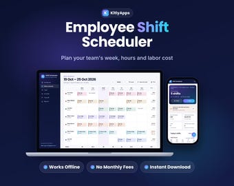 Employee Shift Scheduler App, Staff Rota Planner, Work Schedule Maker, Labor Cost Tracker, Small Business Roster, Offline