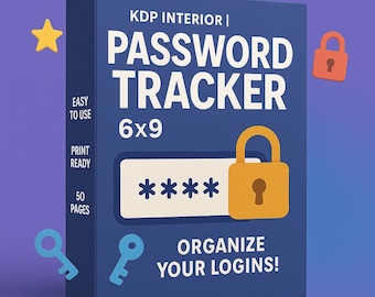 KDP Interior | 6x9 Password Tracker Log Book | No Bleed | 120 Pages | Ready to Upload PDF