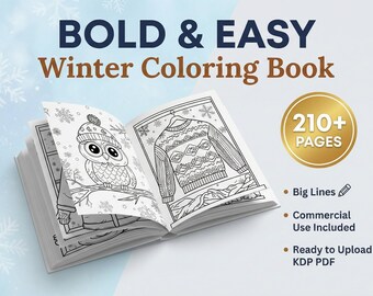 Winter Coloring Book | Simple Cozy Pages, Big Lines (Commercial Use)