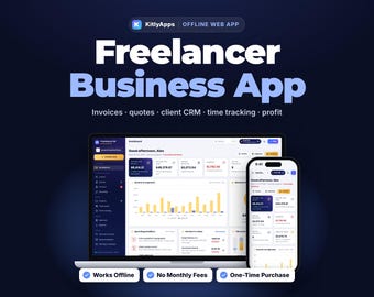 Freelancer Business Planner App, Invoice & Quote Maker, Client CRM, Time Tracker, Expense and Profit Tracker, Offline Small Business Tool