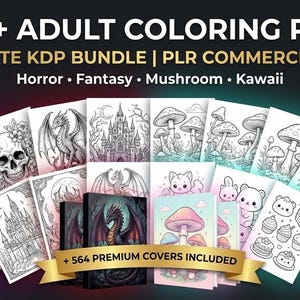 Paquete de más de 4000 páginas para colorear para adultos / Interior KDP de alta calidad / 8,5 x 11 pulgadas / PNG (300 DPI) / Incluye 564 portadas