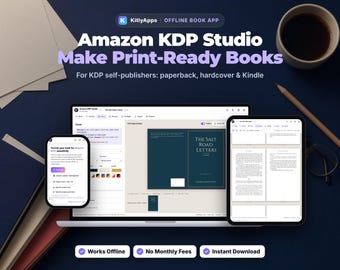 Amazon KDP Studio, Book Formatting App, Print-Ready PDF Interior, KDP Cover Template Calculator, Kindle Epub, Low Content Book Maker