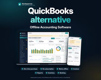 QuickBooks-Alternative: Offline-Buchhaltungssoftware | Rechnungen, Inventarverwaltung, Bankabstimmung, Berichte | Einmalkauf