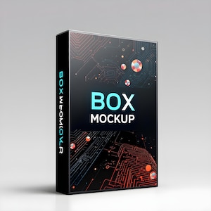 Mockup di scatola CANVA / Modello di scatola software 3D / Mockup di prodotto digitale / Copertina del prodotto / Modello Canva modificabile