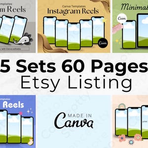 5 ensembles - Modèle Canva polyvalent Etsy de 60 pages | Vitrine de produits modernes et minimalistes | Téléchargement numérique