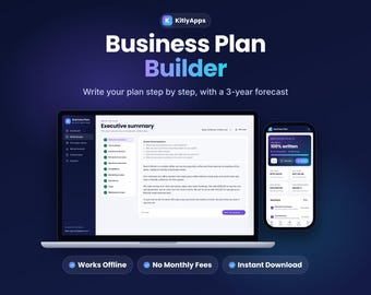 Business Plan Builder App, Business Plan Template, Startup Financial Forecast, Lean Canvas, Small Business Planner, Offline