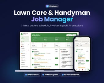 Lawn Care Business Software, Handyman Job Tracker, Landscaping Invoice and Quote App, Mowing Schedule, Offline, Phone & Computer