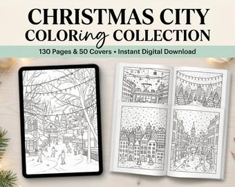 Christmas City Coloring Pages | 130 Festive Cityscape Designs (PDF)