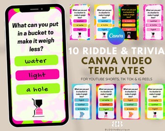 YouTube Shorts Canva Video Templates | Riddle & Trivia Video Pack