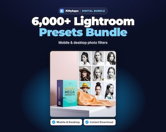 Paket med över 6 000 Lightroom-förinställningar | Fotofilter för mobil och dator | Instagram-estetik | Förinställningar för fotoredigering | Direktnedladdning