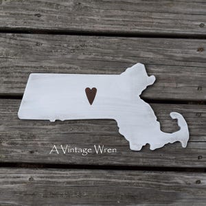 Wooden Massachusetts State Cutout / Massachusetts Decor / MA Map / State Sign / Wood Sign