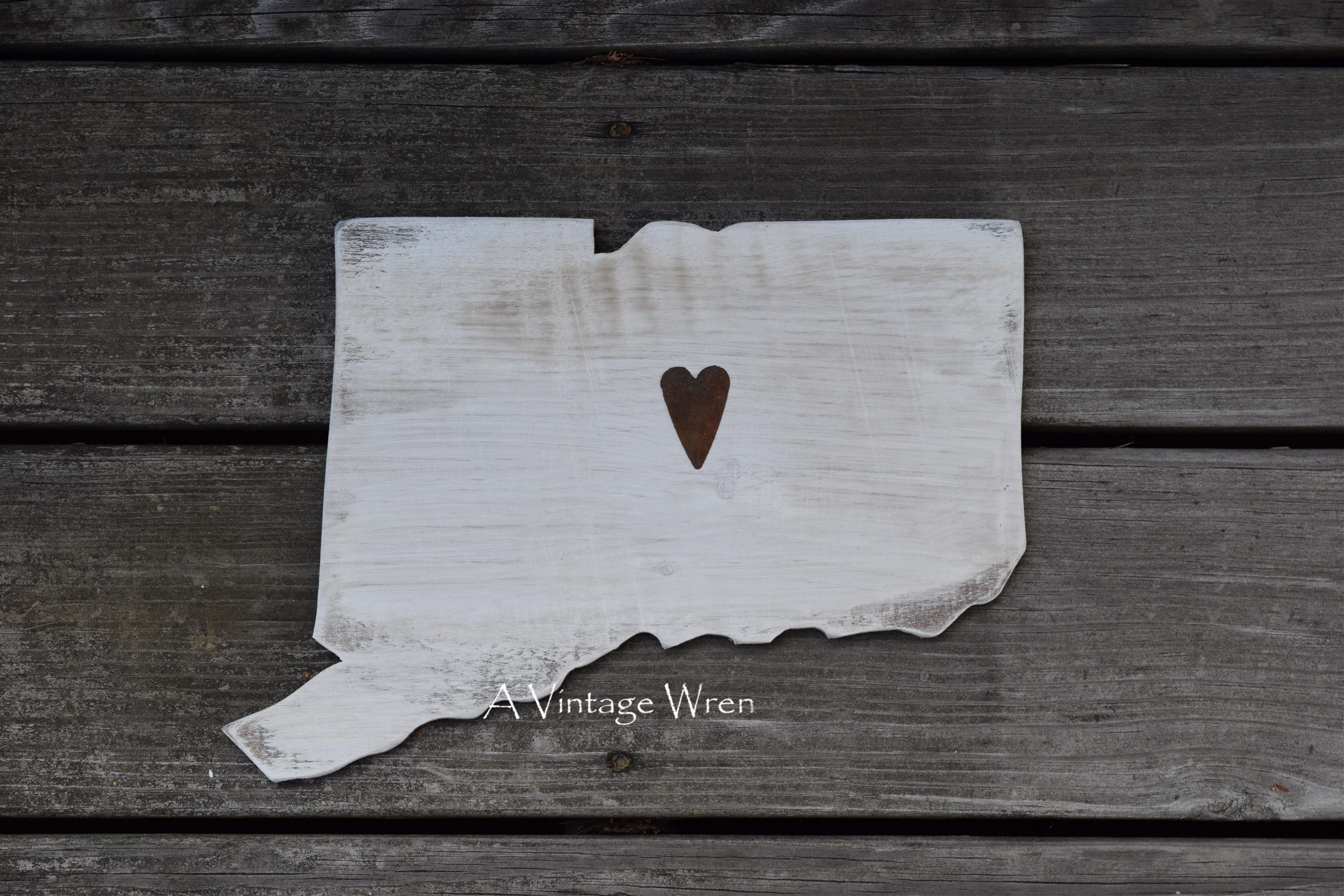 Wooden Connecticut State Cutout / Connecticut Decor/ CT Map / State Sign / Wood Sign