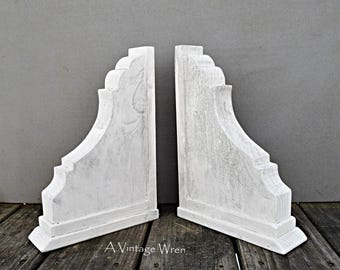 Handmade Large Wood Corbels: Farmhouse Bookends, Antique Style