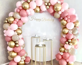パステルピンクゴールドのバルーンアーチキット、ロマンチックな結婚式や誕生日パーティーのガーランド