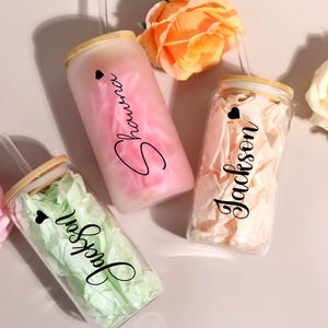 Personalized Glass Cup with Lid and Straw, Custom Iced Coffee Cup, Beer Tumbler, Bridesmaids Gifts, Bridesmaid Proposal, Bridesmaid Tumbler
