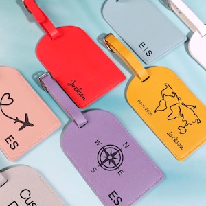 Monogrammed Luggage Tags, Personalized Leather Luggage Tag,Custom Wedding Luggage Tag,Travel Gift for Her,Bridesmaid Gifts,Christmas Gifts