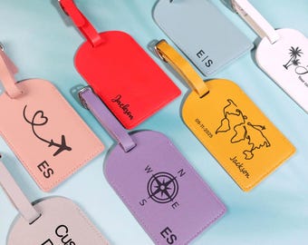 Monogrammed Vegan Leather Luggage Tag: Personalized Travel Gift