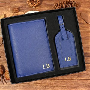 Personalized Passport Holder with Free Luggage Tag, Custom Leather RFID Passport Case, Magnetic Travel Gift Passport Cover Wallet for Women