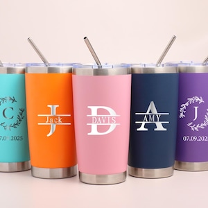 Personalized 20 oz Tumbler, Bridesmaid Gifts, Laser Engraved Tumbler, Custom Name Travel Mug,Stainless Steel water cup, Bridesmaid Tumbler