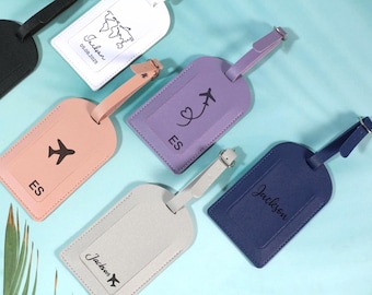 Personalized Vegan Leather Luggage Tag: Wedding & Travel Accessories,Customize Tag for Luggage,Monogrammed luggage tags