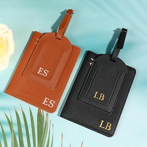 Personalized Leather Passport Holder and Luggage Tag Set, Mr and Mrs Passport Cover and Luggage Tag Honeymoon Gift, Wedding Gift for Couples