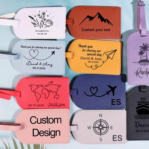 Personalized Vegan Leather Luggage Tag, Engraved Monogram Luggage Tag, Custom Luggage Tag, Wedding Tag, Party Favors, Travel Gifts