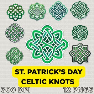 St. Patrick’s Day Celtic Knots PNG Bundle – 12 Irish Knot Clipart Designs for Sublimation & Stickers