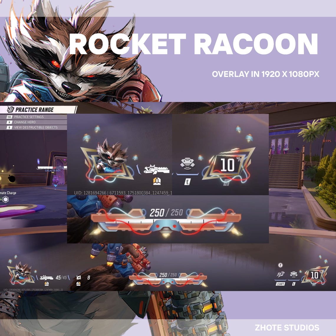 Marvel Rivals Hud Layout Animated Rocket Racoon Overlay | Marvel Rivals Overlay Inspired ...