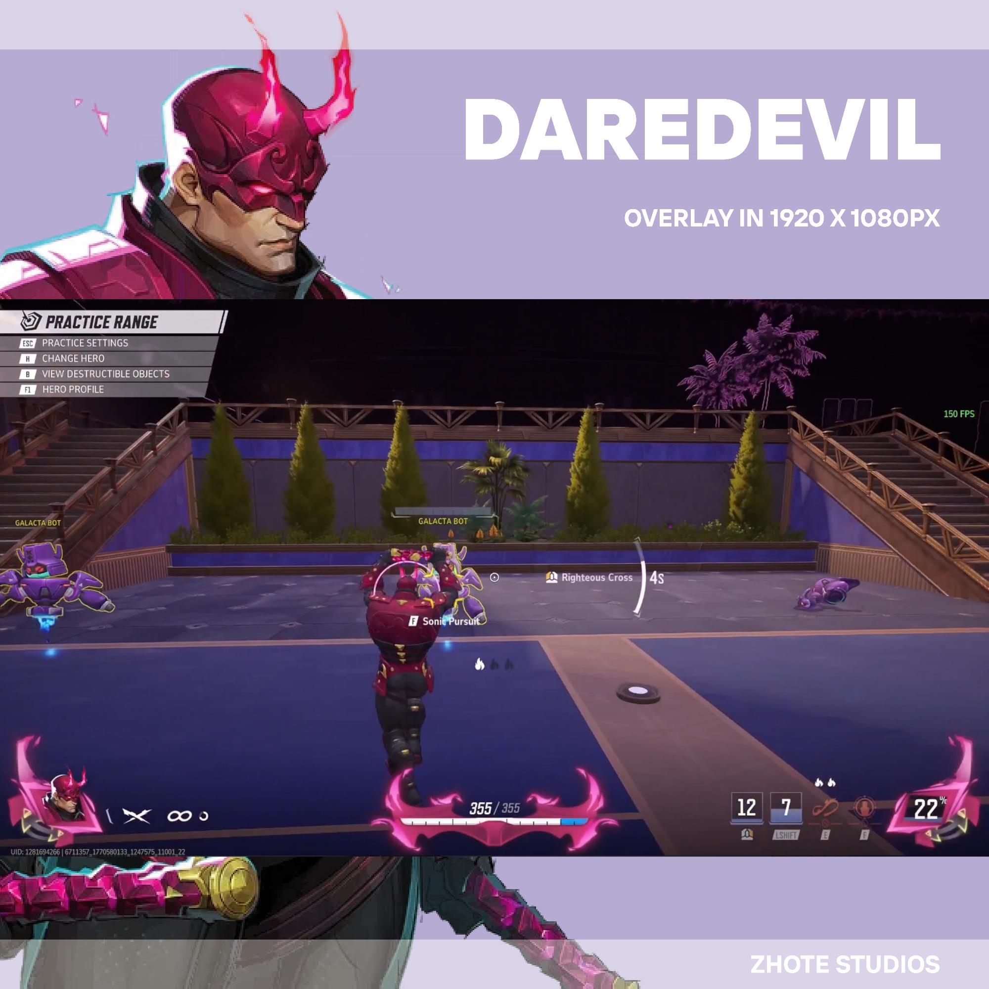 Marvel Rivals Hud Layout Animated Daredevil Overlay | Marvel Rivals Overlay Inspired | Streamer ...