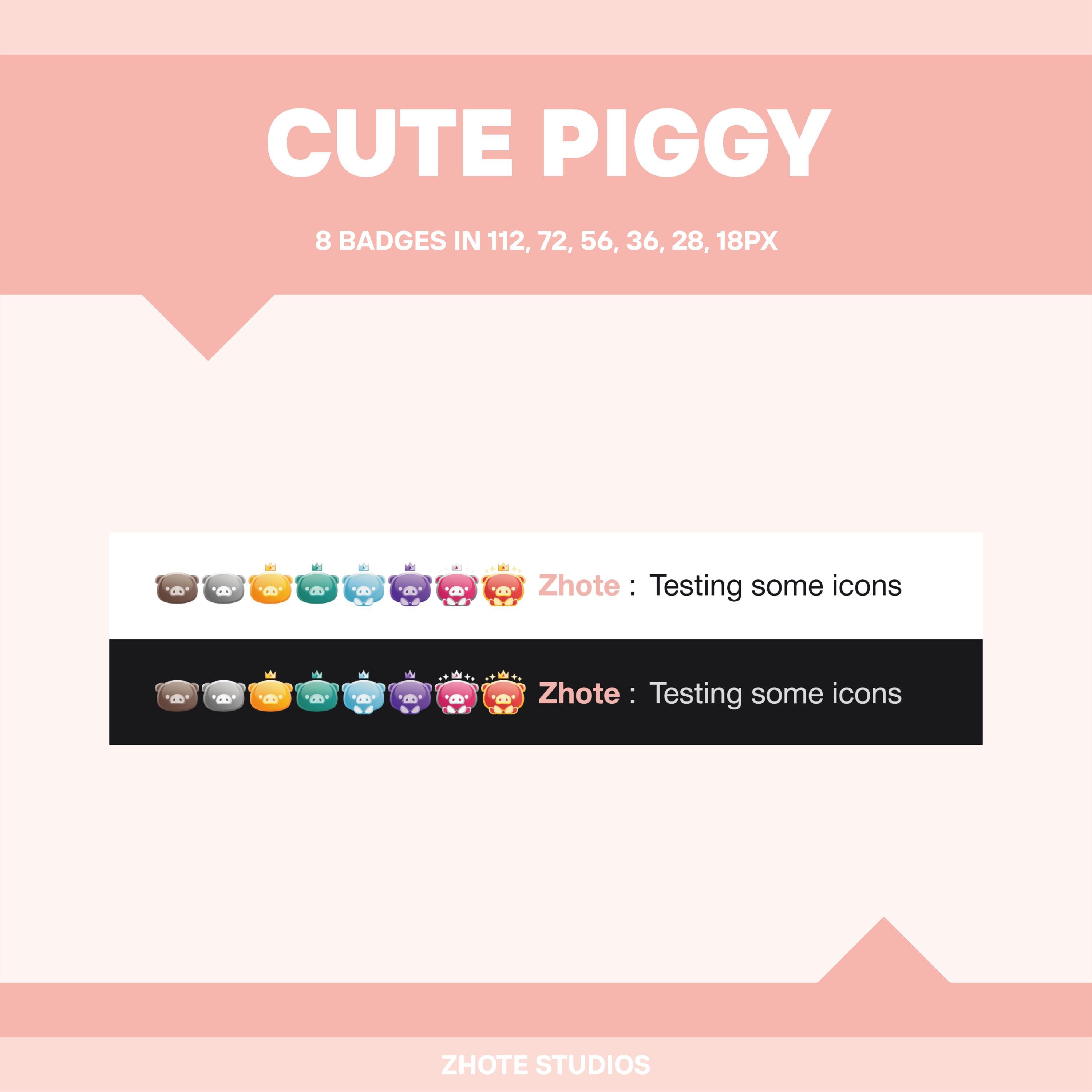 8 ANIMAL CUTE PIGGY Twitch Sub Badges | Bit Badges | Sub Badges Cute ...