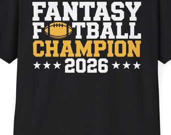 Fantasy Football Champion 2026 Shield Trophy Emblem T-Shirt