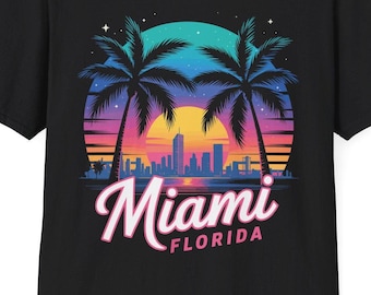 Vintage Miami Beach 305 Sunset T-Shirt For Men Women