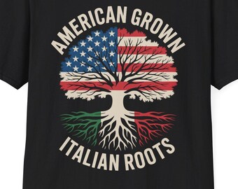 American Grown Italian Roots Family Tree Italy Flag Italian T-Shirt For Men Women