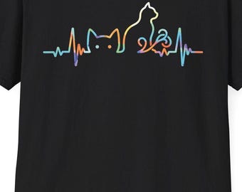 Cat Heartbeat Men Women Girls Kids T-Shirt