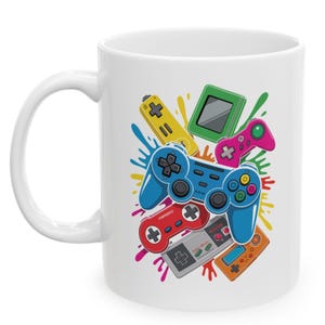 Video Game Console Controllers Retro 80&#39;s 90&#39;s Arcade Gamer Coffee Mug