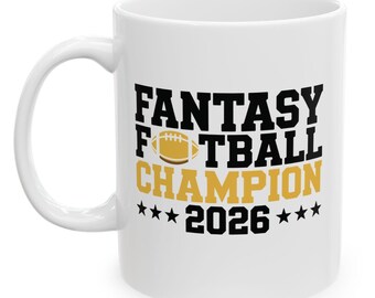 Fantasy Football Champion 2026 Shield Trophy Emblem Coffee Mug Gift