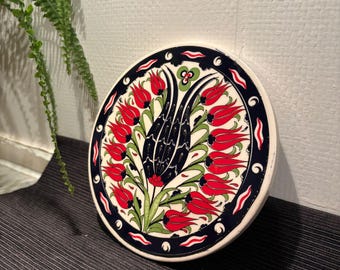 Turkish Handmade  Glazed Ceramic Trivet Hot Plate– Traditional, Heatproof & Food-Safe