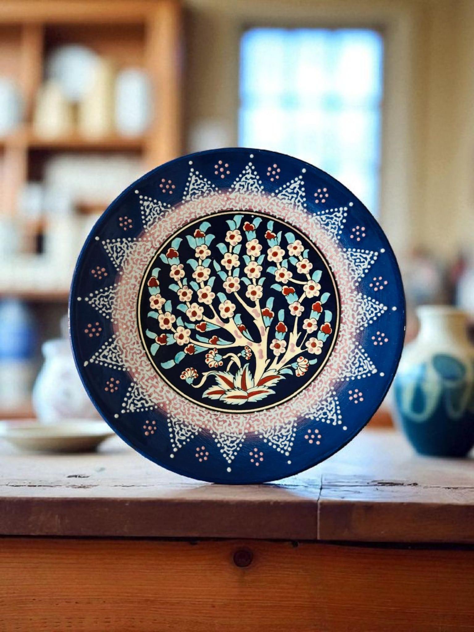 手作りトルコ陶器皿：イズニック花柄（8.6インチ） - Etsy 日本