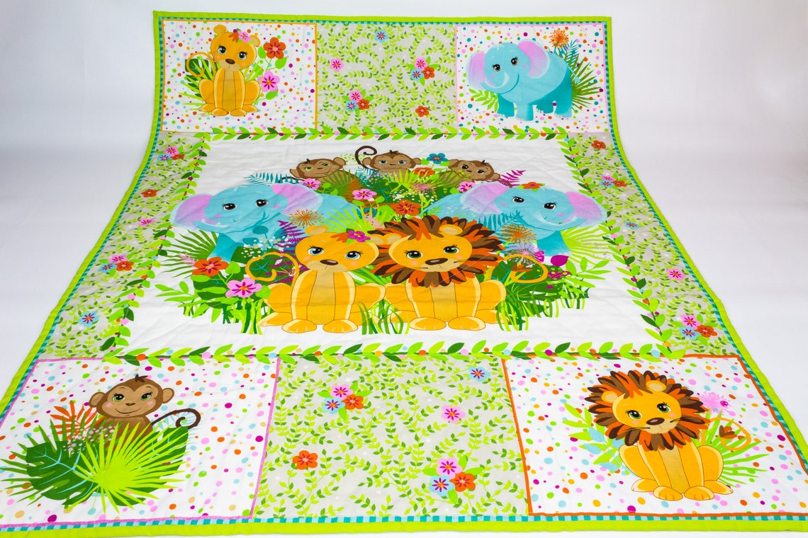 Jungle Babies Blanket, Safari Animals Baby Blanket, Baby Shower, Unisex