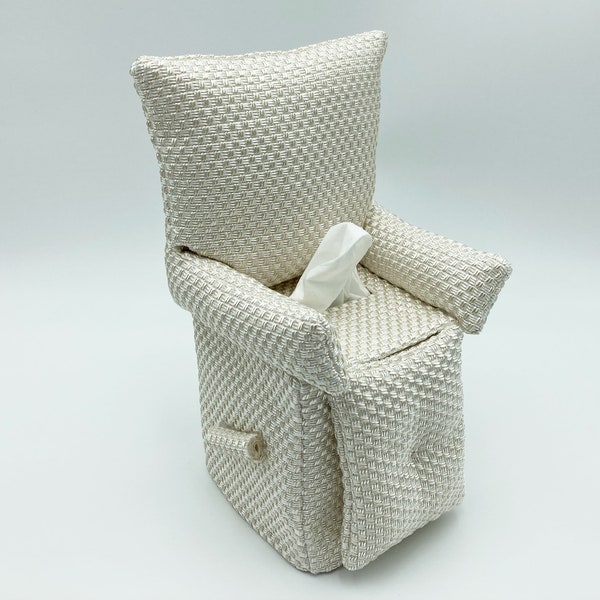 Chair Tissue Box Cover.  Shaped Like A Lounge Chair.  Home Decor.  Birthday Gift.  Housewarming Gift.  Color; Ivory.