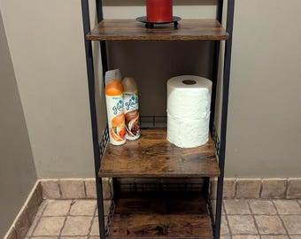 3-Tier Wood & Metal Bathroom Shelf: Farmhouse Countertop Organizer