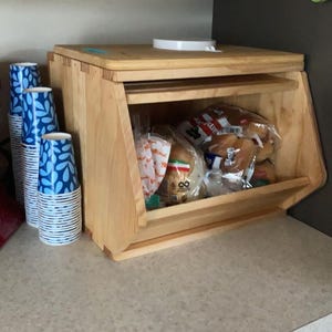 Handmade Solid Pine Wood Bread Box: Rustic Kitchen Storage