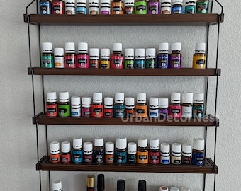 5-Tier Metal & Wood Essential Oil Display Shelf: Rustic Organizer