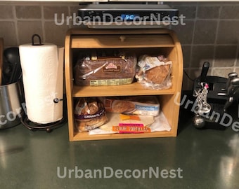 2-Tier Bamboo Bread Box: Large Capacity Kitchen Storage