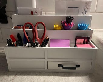Wood Mail Organizer with Drawer & Pen Holder | Desk Organizer | Storage Organizer | Office Desk Storage | Desk Storage | Drawer Organizer