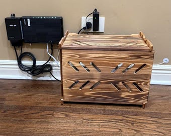 Wood Shelf Router & WiFi Box Hider | Cable Organizer Box | Wood Wire Box | Charging Station Box | Desk Cable Organizer | Cord Management Box