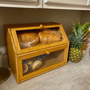 Double Layer Bamboo Bread Box: Farmhouse Kitchen Storage
