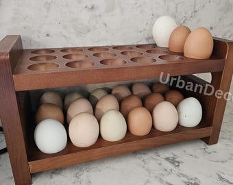 2-Tier Wooden Egg Holder: Farmhouse Kitchen Organizer, Holds 36 Eggs