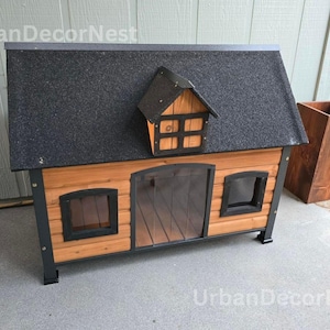 Large Wooden Dog House | Dog Kennel Furniture | Indoor Dog House | Puppy Dog House | Pet Furniture | Dog House Bed